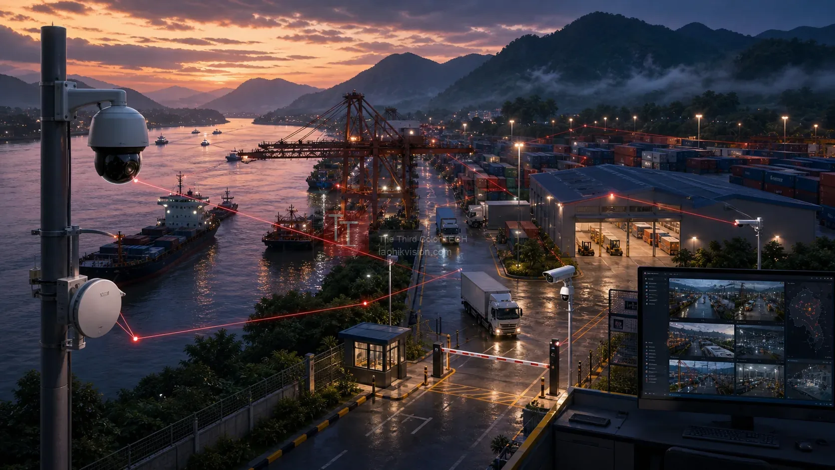 老挝河港码头物流与周界视频联动场景